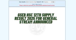 GSEB HSC 12th supply result 2025 for General stream announced